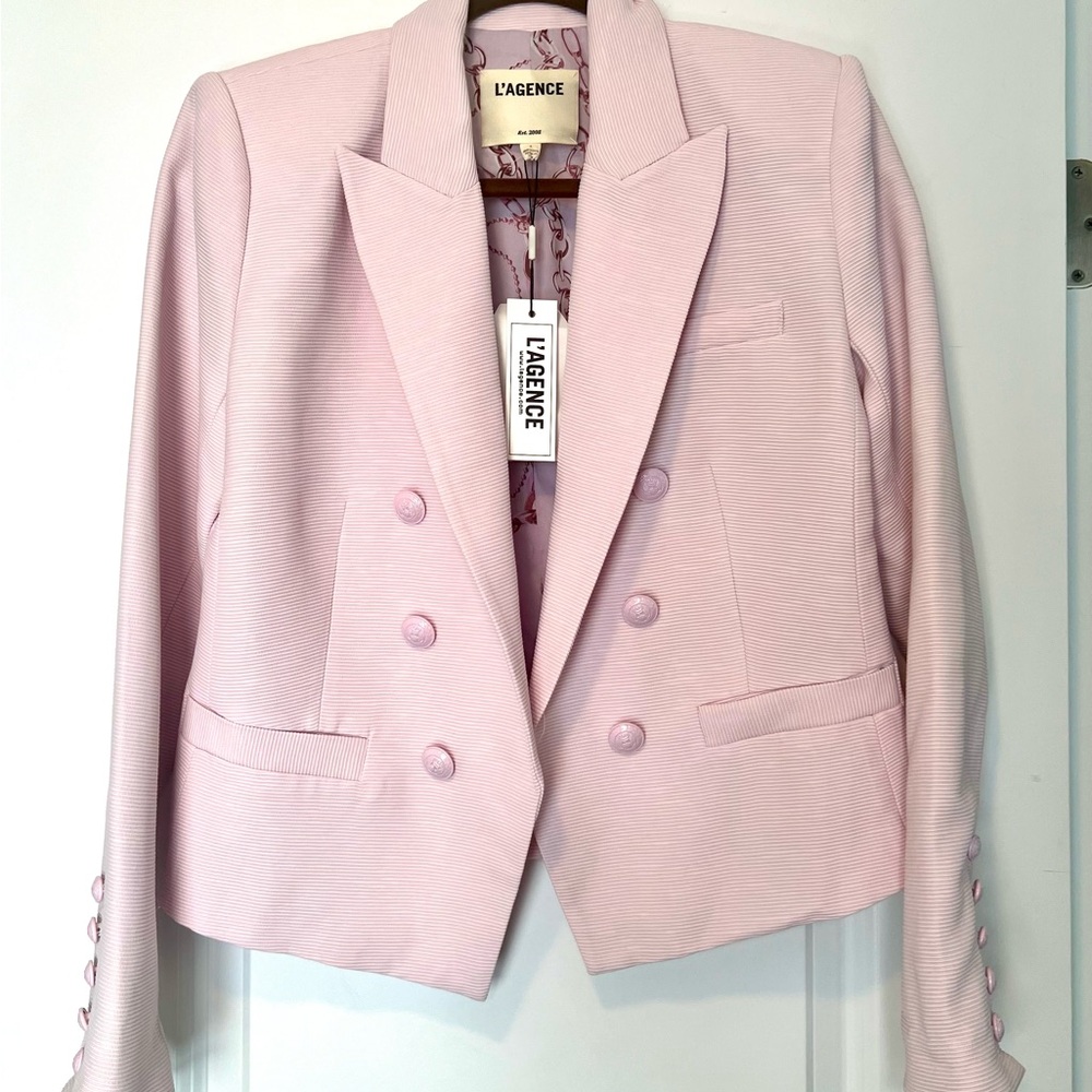 L'AGENCE Light Pink Double-Breasted Blazer